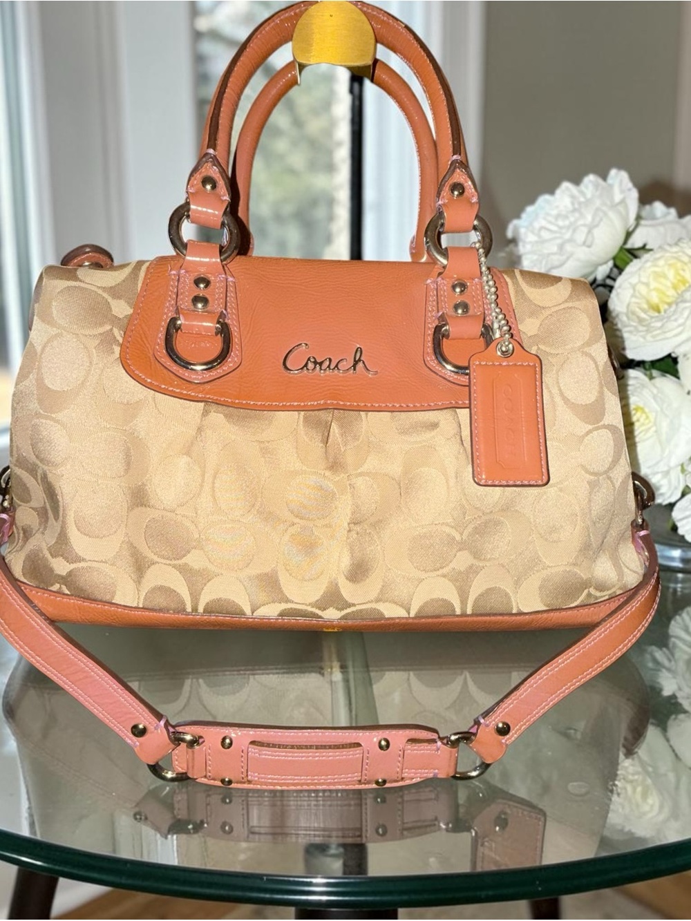 💋Reserved for @summergogo 2010 Coach Ashley Satchel Satchel in Tan and Brown